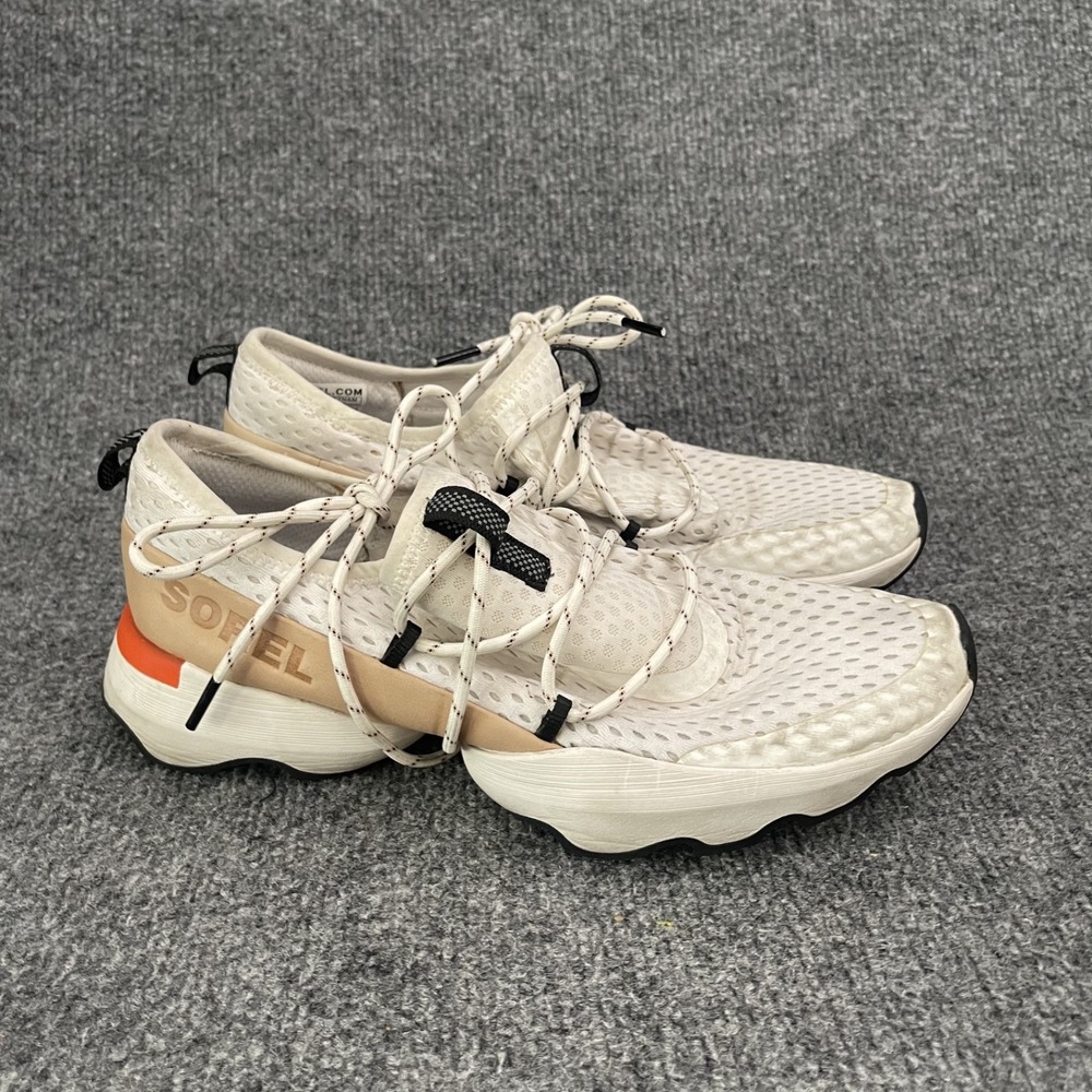 Sorel Kinetic Impact Lace Shoes Womens Sz 9 Sea Salt White Tan Orange Mesh